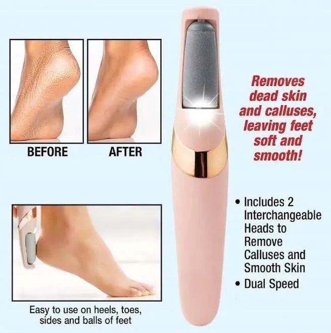 Electric Foot Callous Remover Power Source/Cell Both Foot File & Dead Skin Remover For Feet, Professional Pedi Foot Care Hard Cracked Dry Skin Finishing Touch Flawless Pedi File