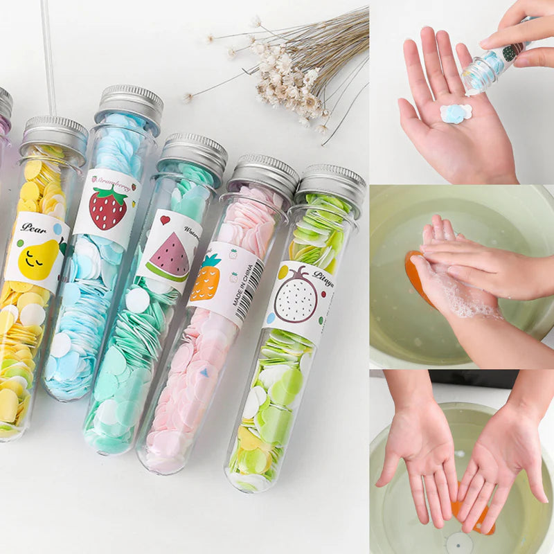 Skin Care - 1 Piece Portable Mini Body Washing Bath Test Tube Confetti Foaming Flower One Time Paper Soap Slice Travel Accessary