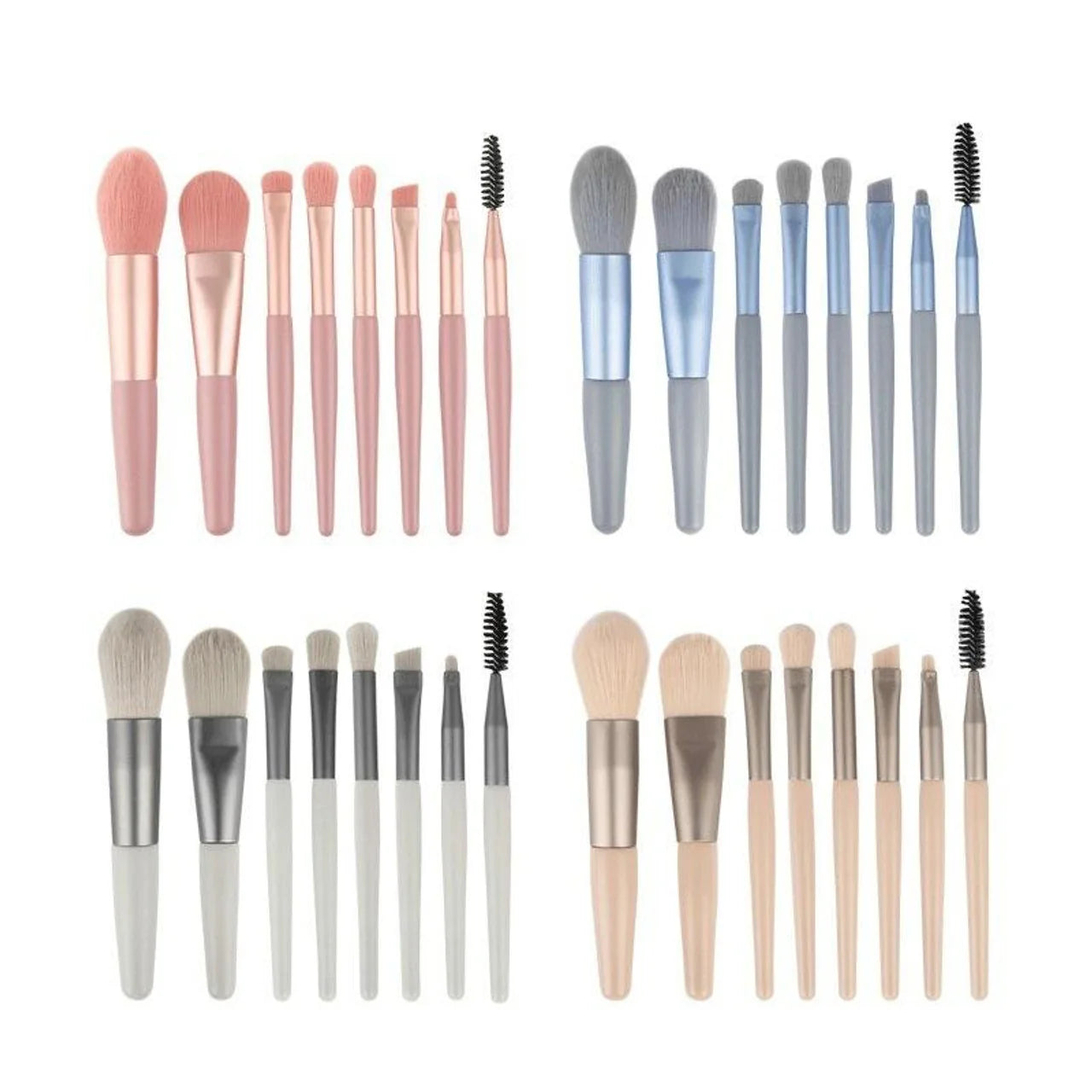 8 in 1 Mini Wooden Handle Makeup Brush Set