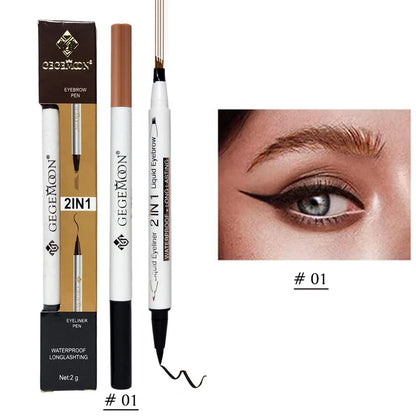 GegeMoon 1Pcs Waterproof 2 in 1 Long Lasting Liquid Eyeliner & Liquid Eyebrow Pencil.