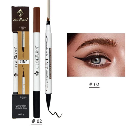 GegeMoon 1Pcs Waterproof 2 in 1 Long Lasting Liquid Eyeliner & Liquid Eyebrow Pencil.