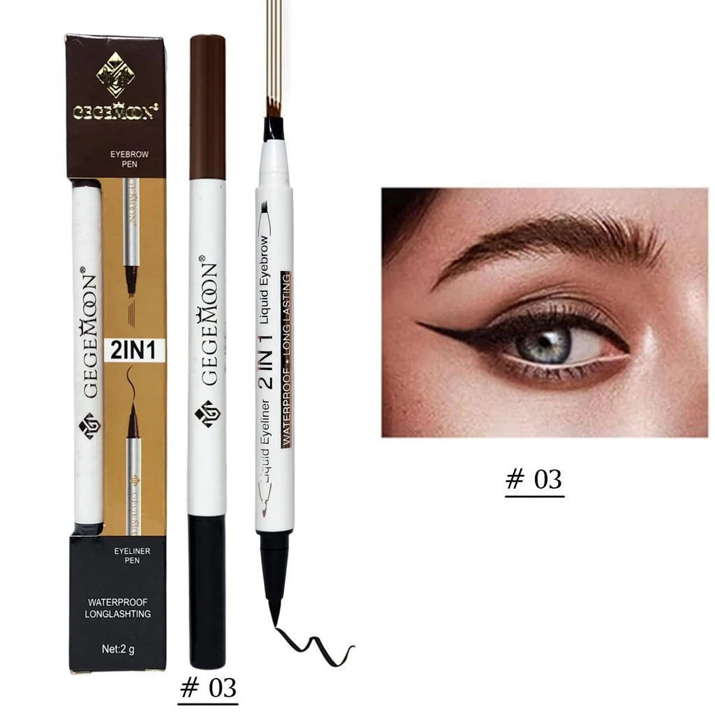 GegeMoon 1Pcs Waterproof 2 in 1 Long Lasting Liquid Eyeliner & Liquid Eyebrow Pencil.