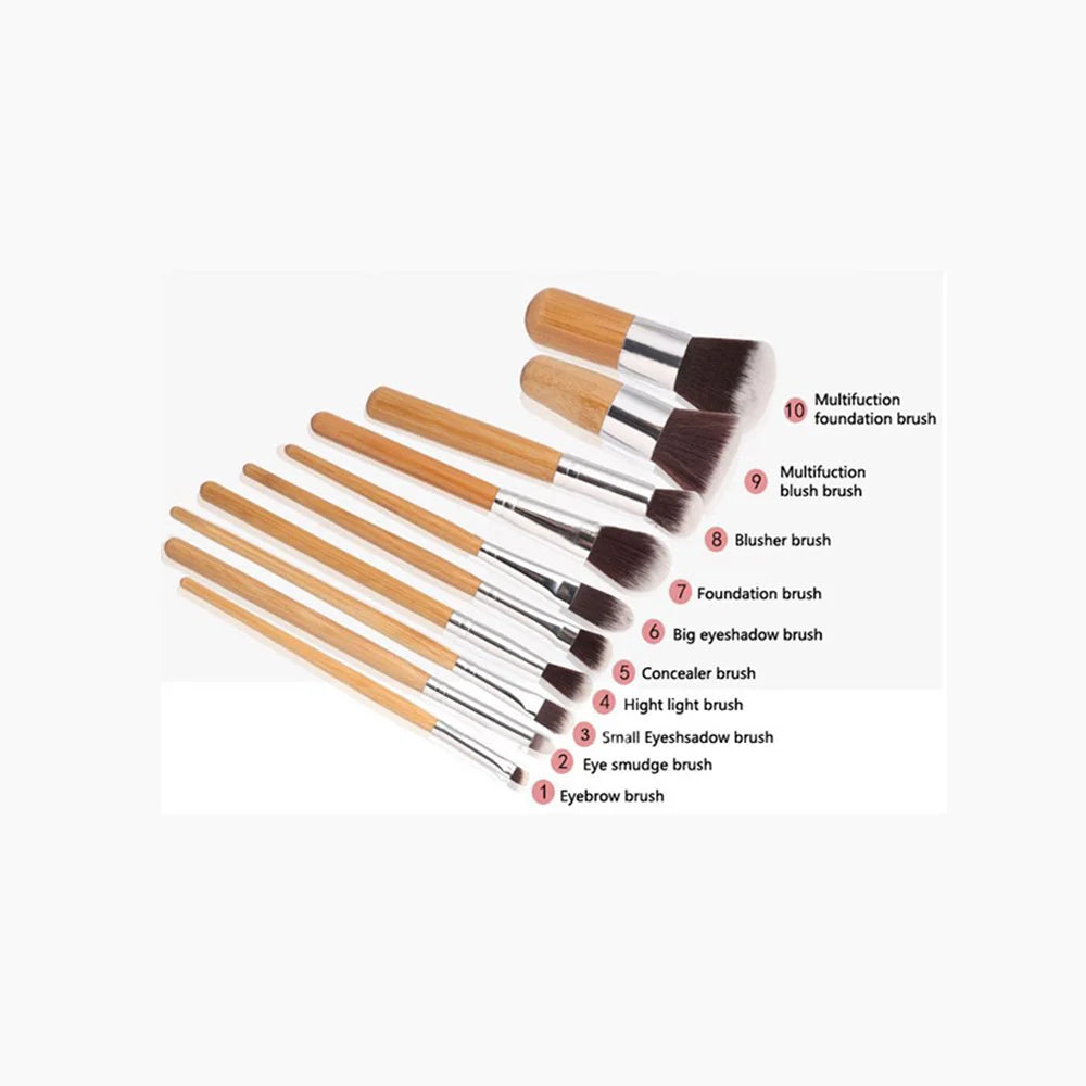 Professional Bamboo Makeup Brush Set 11 Pcs