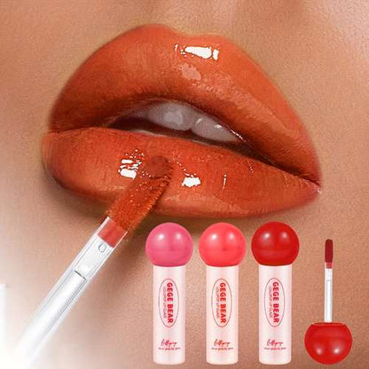 GEGE Bear 3Pcs Lollipop Candy Water Lip Gloss Set Glaze Set Shiny Water Mist Lipstick