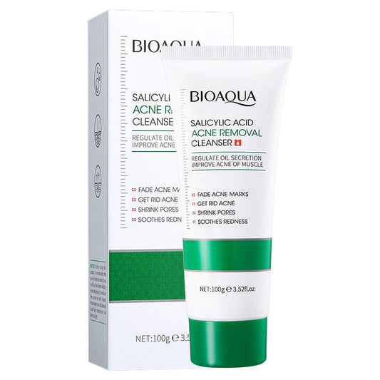 BIOAQUA Salicylic Acid Acne removal cleanser acne marks fading pores shrinking redness soothing oil controlling facial cleanser 100g BQY56297