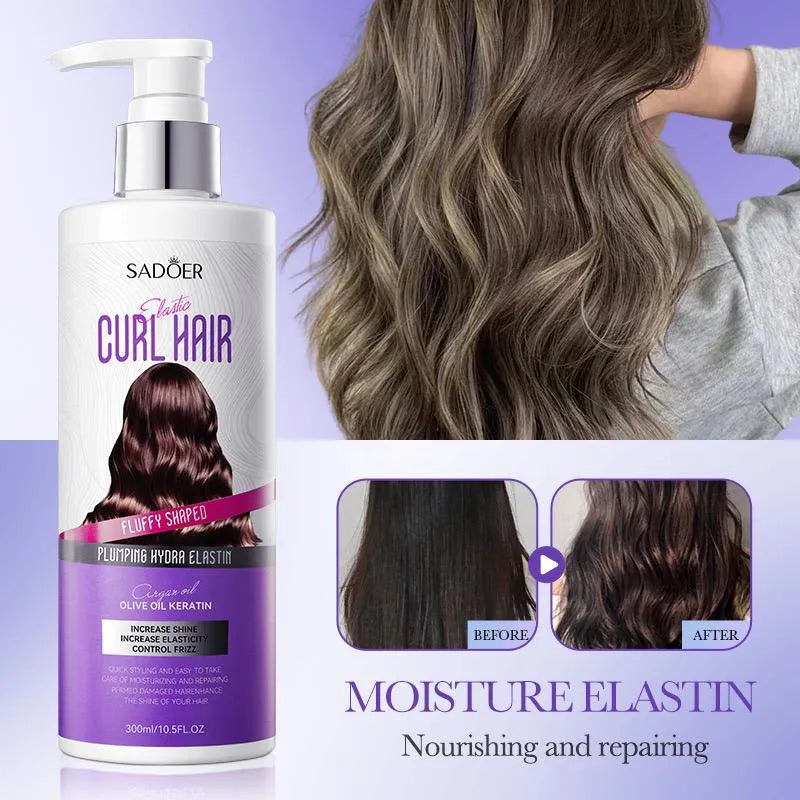 Sadoer Hair Volumizing Cream Hair Conditioner Curly Hair Elastin Curl Nourishing Hair Care 300ml