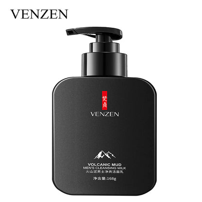 VENZEN Mens Face Wash Oil-Control Volcanic Mud Men's Cleansing Milk Facial Cleanser 168g-FZ05434