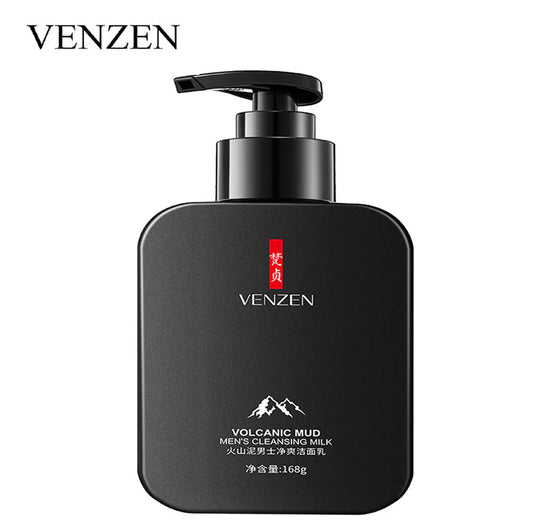 VENZEN Mens Face Wash Oil-Control Volcanic Mud Men's Cleansing Milk Facial Cleanser 168g-FZ05434