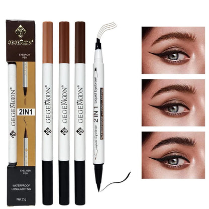 GegeMoon 1Pcs Waterproof 2 in 1 Long Lasting Liquid Eyeliner & Liquid Eyebrow Pencil.