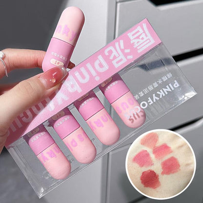 Miss Beauty Set Of 5 Colors Matte Capsule Shaped Lipstick Long Lasting Waterproof Velvet Lipstick