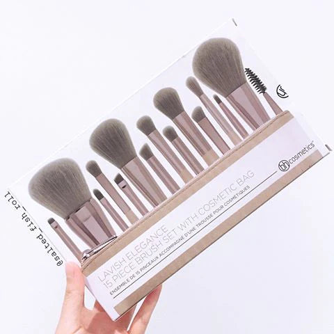 BH Cosmetics Lavish Elegance 15 Piece Brush Set with Bag