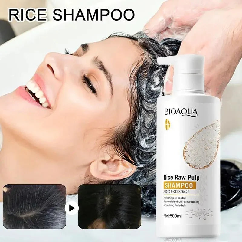 Bioaqua Rice Water Hair Strengthening Anti-Hair Loss Dry Hair Moisturizing Hair Cleansing Shampoo 500ml