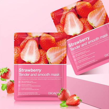 Bioaqua 5Pcs Moisturizing Face Sheet Mask Improving Dryness Blueberry , Strawberry , Orange , Rose , Lavender Sheet Mask