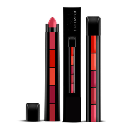 Royal Cosmet New Lipstick 5 in 1 Cosmetics - 5 Steps Matte Lipstick in 1