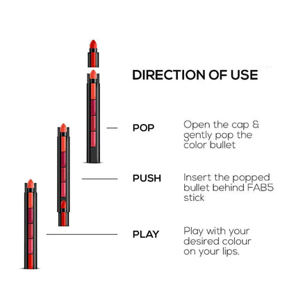 Royal Cosmet New Lipstick 5 in 1 Cosmetics - 5 Steps Matte Lipstick in 1