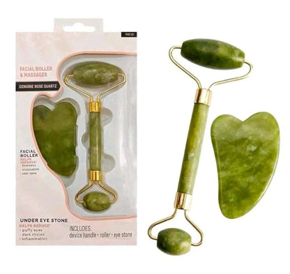 original marble Jade Roller and Gua Sha Tools Set, Anti Aging Natural Stone Facial Beauty Massager Skin Face Anti Wrinkle Roller Beauty Tools for Skin Care Neck and Eye