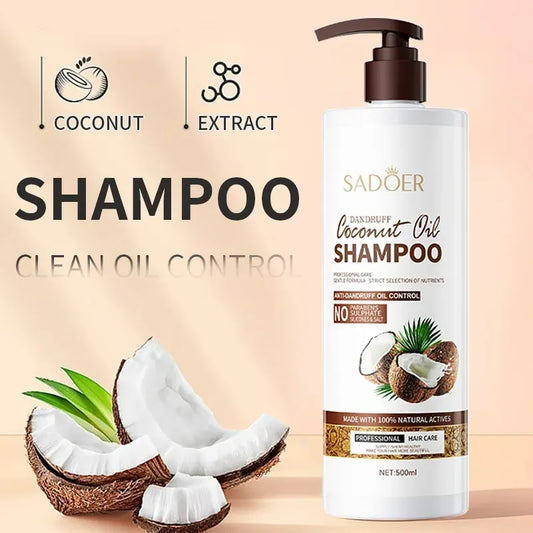 SADOER Coconut Oil Shampoo Anti Dandruff Oil Controlling Moisturizing Smoothing Professional Hair Care Coconut Shampoo SD56051