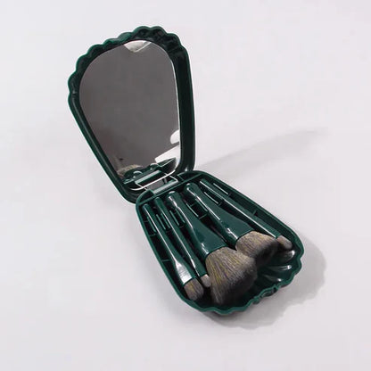 New Elegant 5pcs Shell Mirror Plastic Box Brush Set