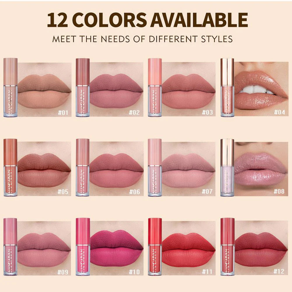 HANDAIYAN 12 Colors Matte Liquid Lipstick Lip Gloss Set 2.5ml*12pcs 0695