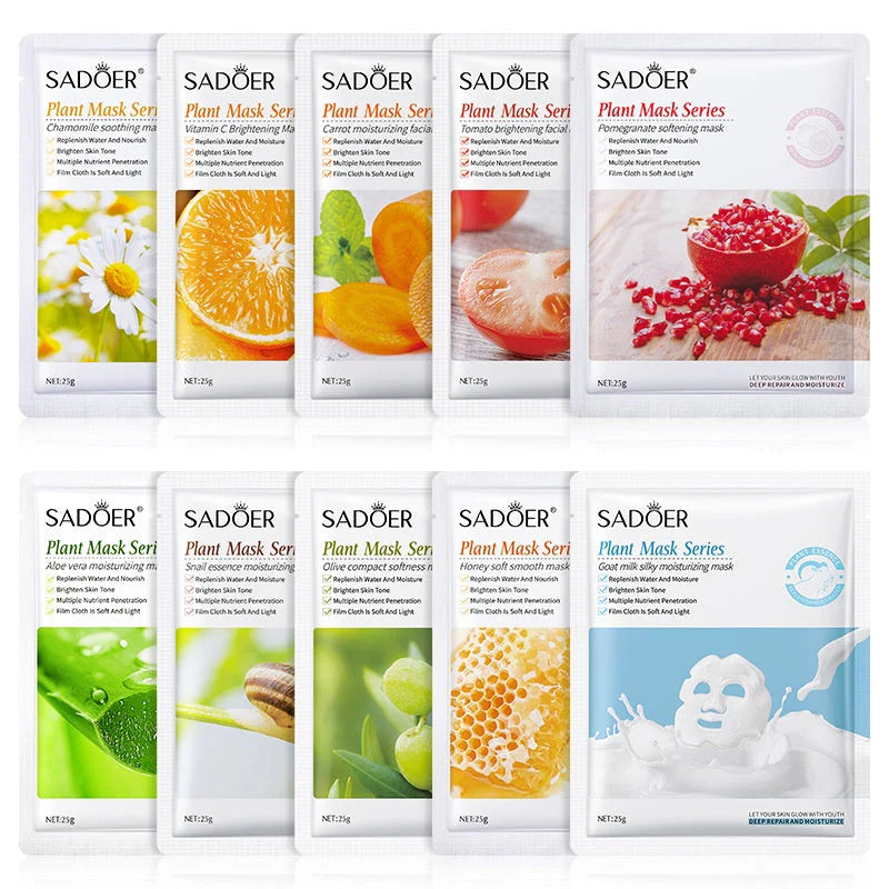 SADOER / Bioaqua Bundle Of 12pcs & 15pcs Facial Face Sheet Mask, Hydrating, Radiance Boost, Calming, Moisturizing, Skin Care Sheet Masks