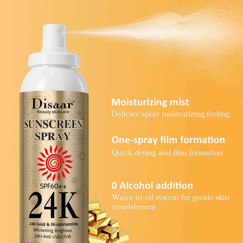 Disaar 24K SPF60 Tinted Sunscreen Anti-UV Long-Lasting Sweatproof Sunscreen Spray 160ml DS5082