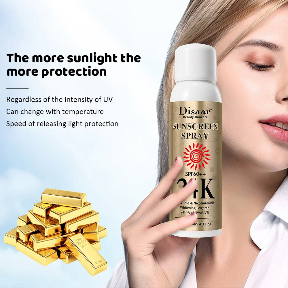 Disaar 24K SPF60 Tinted Sunscreen Anti-UV Long-Lasting Sweatproof Sunscreen Spray 160ml DS5082