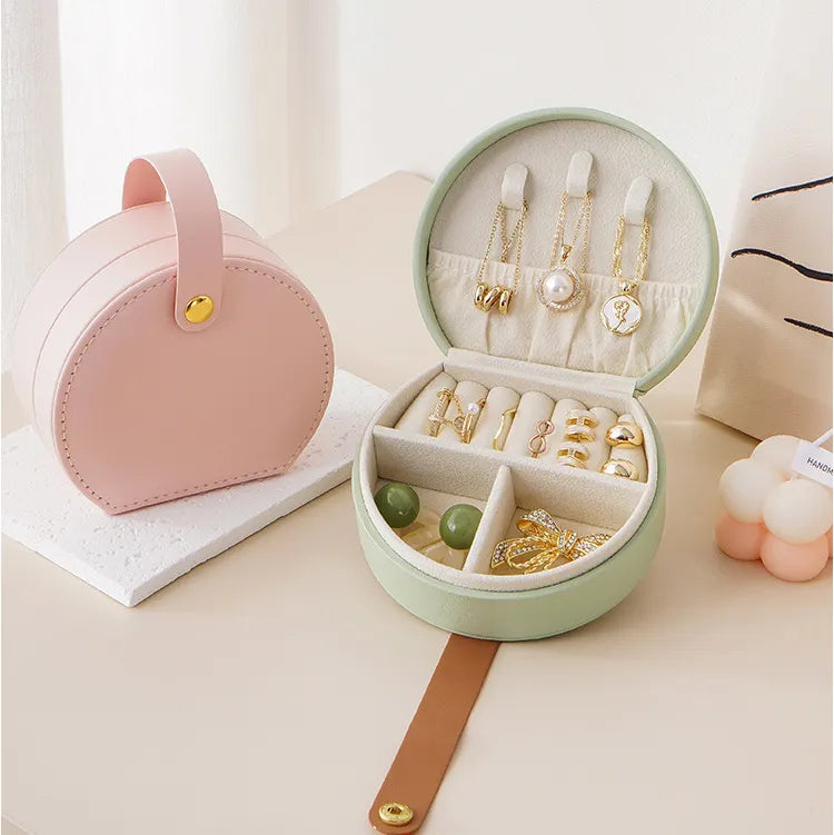 Multipurpose Mini Jewelry Organizer PU Leather Jewelry Case Storage Box