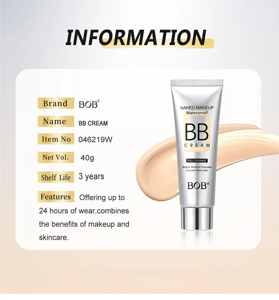 Bob Cosmetic Foundation Bb Face Cream Concealer Waterproof Whitening Moisture Natural Organic Makeup Sunscreen Base Bb Cream