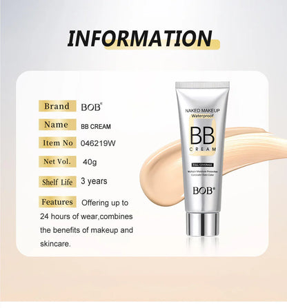 Bob Cosmetic Foundation Bb Face Cream Concealer Waterproof Whitening Moisture Natural Organic Makeup Sunscreen Base Bb Cream