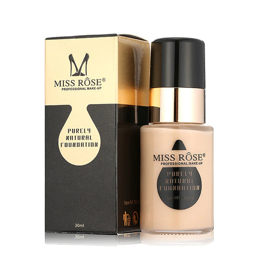 MISS ROSE Waterproof Moisturizing Oil Free Full Coverage Deep Whitener Liquid Foundation 30ml