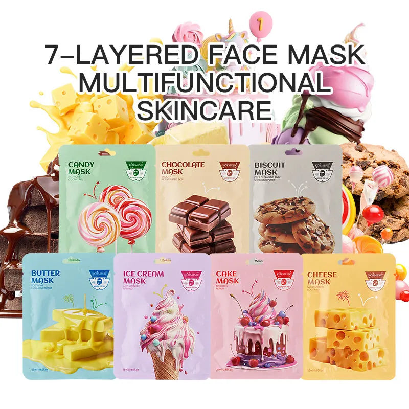 KORMESIC Pack Of 7 Brightening Hydrating Sheet Facial Mask Skin Care Oil Control Face Mask