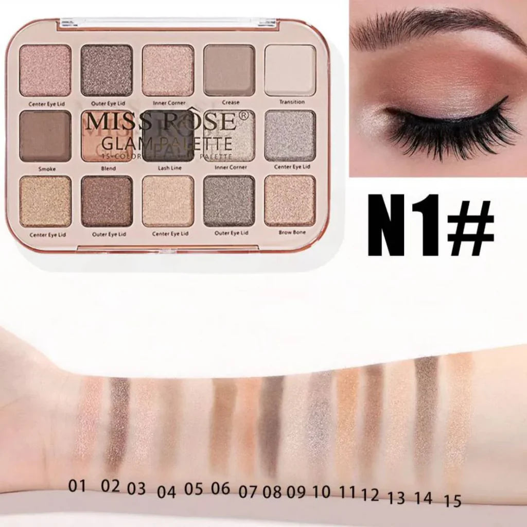 Miss Rose 15 Color Glam Eyeshadow Palette