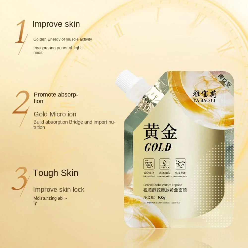 Retinol Snake Venom Peptide Gold Mask Golden Mask Moisturizing Whitening Wrinkle Fade Mud Mask Firming Skin Care 100ml HS8269