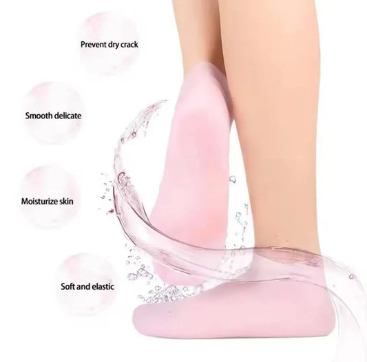 Miss Beauty New 1 Pair Silicone Elastic Moisturizing Foot Socks, Spa Massage Moisturizing Gel Socks For Dry Cracked Feet,