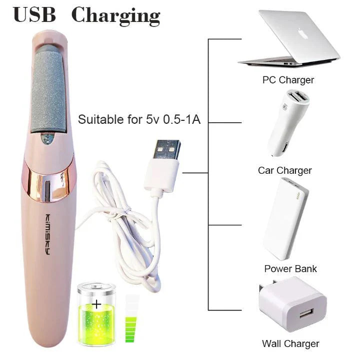Electric Foot Callous Remover Power Source/Cell Both Foot File & Dead Skin Remover For Feet, Professional Pedi Foot Care Hard Cracked Dry Skin Finishing Touch Flawless Pedi File