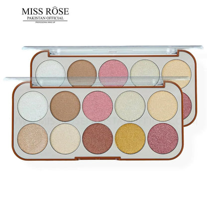 MIss Rose 10 Color Heaven Hue Highlighter Palette