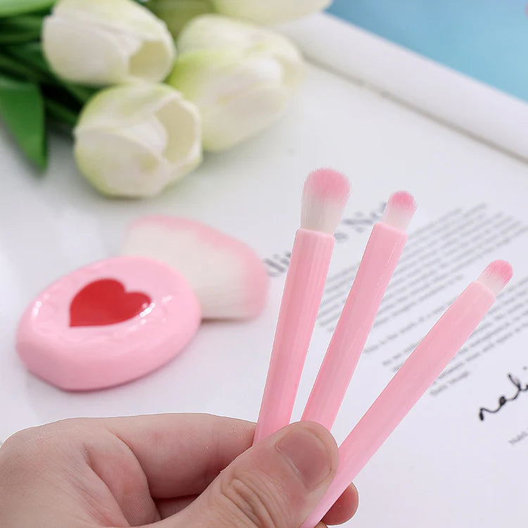 Cute Fancy 4 Pcs Mirror Plastic Box Brush Set