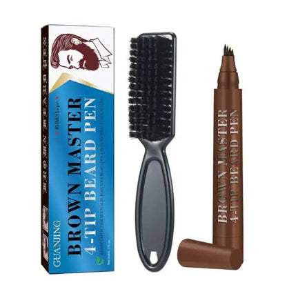 GUANJING Brown Colors Men Waterproof Beard Filler 4 Tip Beard Filler Beard Filler Pen Kit 5ml