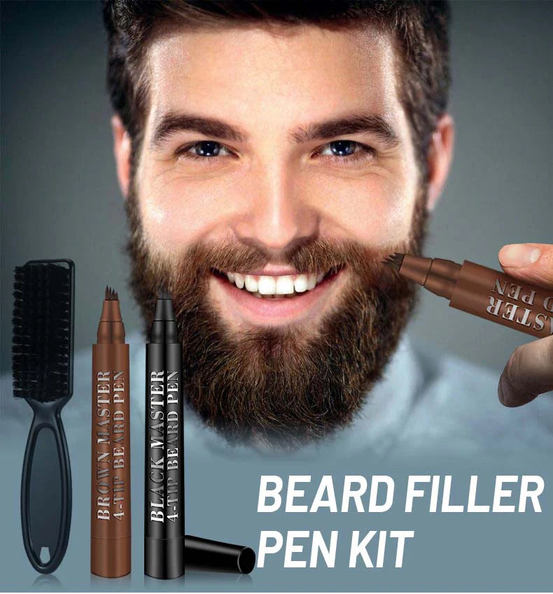 GUANJING Brown Colors Men Waterproof Beard Filler 4 Tip Beard Filler Beard Filler Pen Kit 5ml