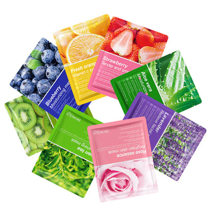 Bioaqua 5Pcs Moisturizing Face Sheet Mask Improving Dryness Blueberry , Strawberry , Orange , Rose , Lavender Sheet Mask