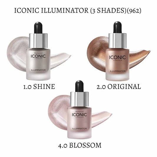 LIQUID HIGHLIGHTER best highlighter for glowing skin highlighter shades Iconic London makeup Iconic London highlighter shades blossom shine and original