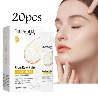 BIOAQUA Rice Raw Pulp Sleeping Masks Whitening Anti Wrinkle Anti-Aging 4ml X 20pcs BQY93134