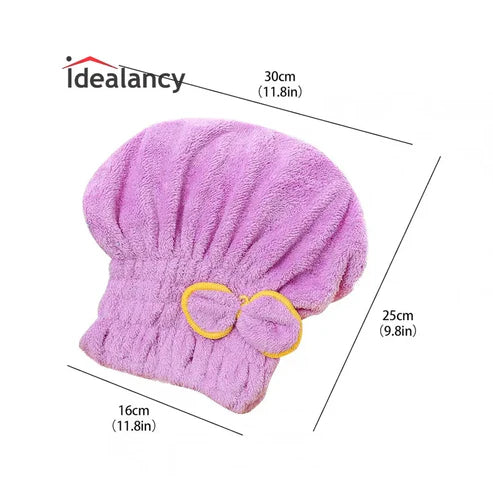 Dry Hair Towel Hair Drying Cap Microfiber Hat Quick Dryer Water Absorbent Shower Turban Fast Magic Hair Wrap with Button