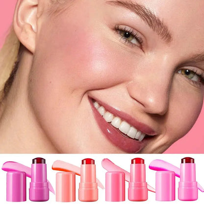 Huxia Beauty Jelly Blush Stick Multi-Function Cheek Lip Tint Makeup Moisturizing Lasting Red Pink Makeup Blusher For Girls And For Women