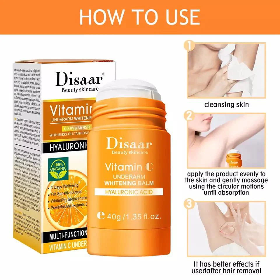 Disaar Vitamin C Underarm Glow Balm Stick Mild Moisturizing Body Odor Remover For Ladies For Girls 40g DS5118