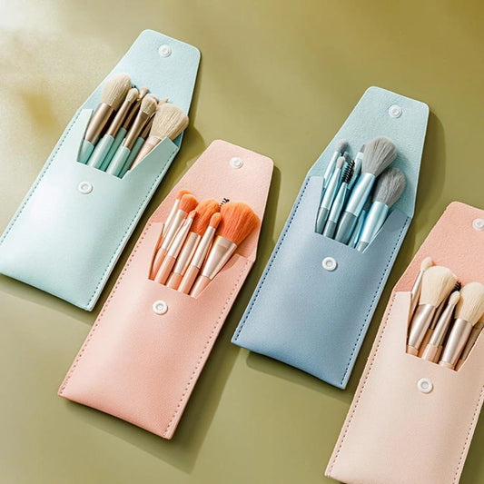 8 in 1 Mini Wooden Handle Makeup Brush Set