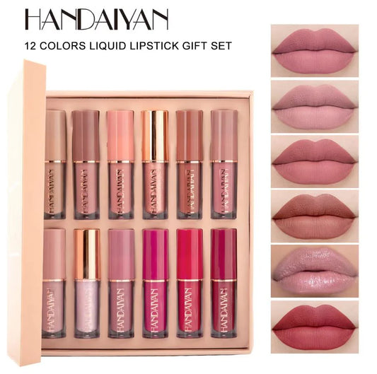 HANDAIYAN 12 Colors Matte Liquid Lipstick Lip Gloss Set 2.5ml*12pcs 0695