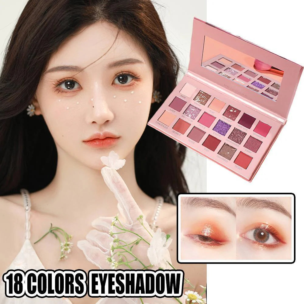 Nude 18 Colors Shimmer Eyeshadow Palette Matte Pigment Shimmer Diamond Eye Palette