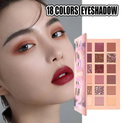 Nude 18 Colors Shimmer Eyeshadow Palette Matte Pigment Shimmer Diamond Eye Palette