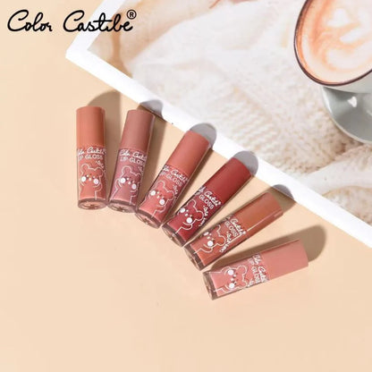 COLOR CASTILE Set of 6 Velvet Long Lasting Waterproof Lipstick Lip Gloss